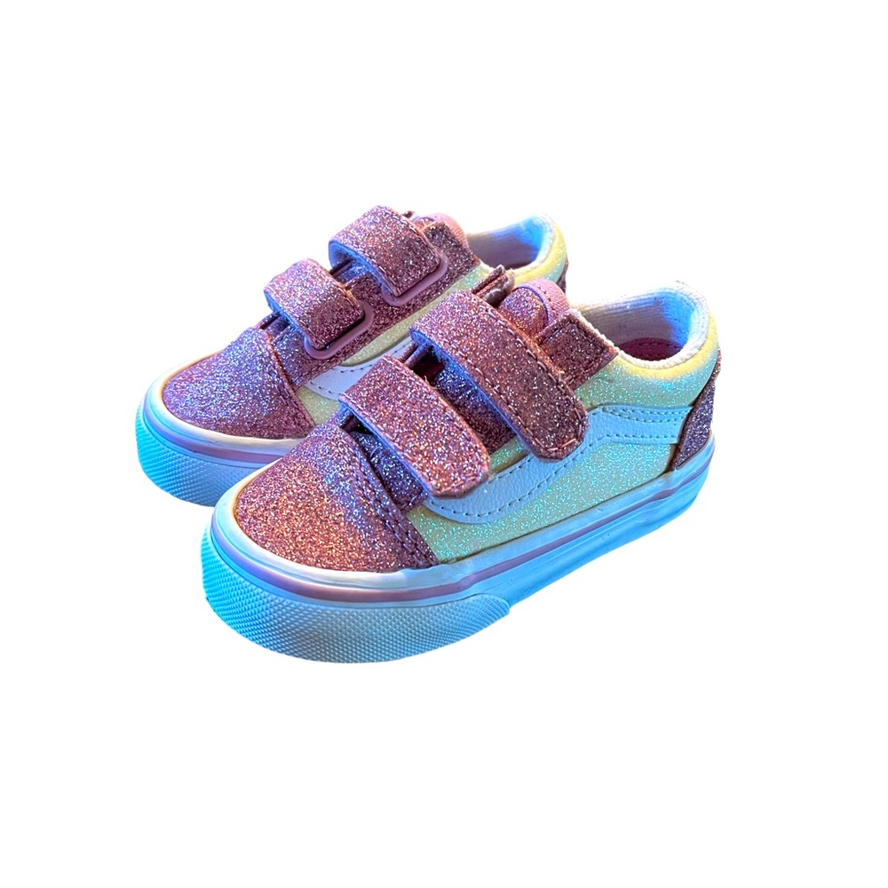 Vans Toddler 2-Tone Glitter Old Skool V Shoes - Picture 1 of 6